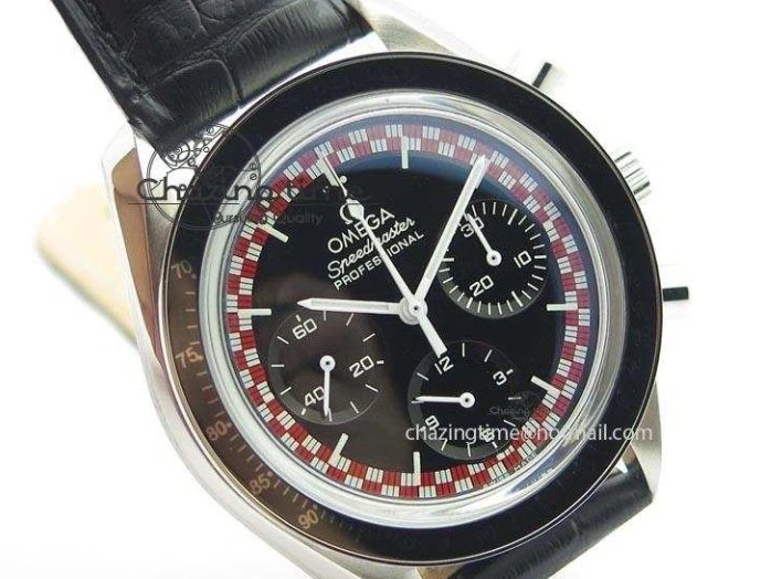 0225 Supportive Speedmaster SS 2013 Pro Racing On Black Leather Strap Manual Winding Chrono Movement 8229